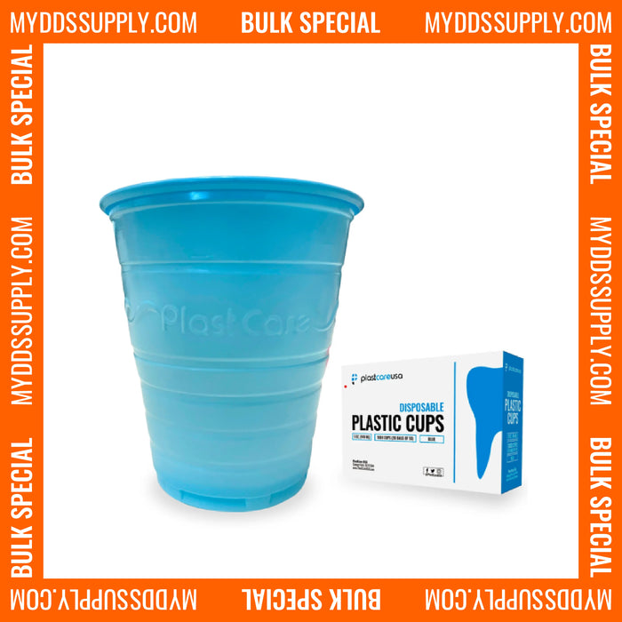 1000 Blue Plastic Disposable Ribbed Drinking Dental Cups, 5 Oz by PlastCare USA - My DDS Supply