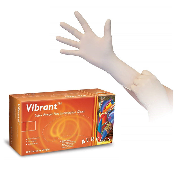 1000 Large Aurelia Vibrant White 5 mil Latex Gloves (10 Boxes) - My DDS Supply