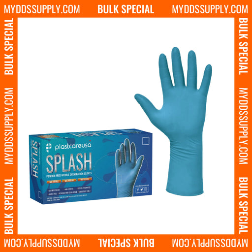 6000 MEDIUM Blue Nitrile Exam Premium Gloves (Powder & Latex Free), PlastCare USA Splash *Bulk Deals* - My DDS Supply