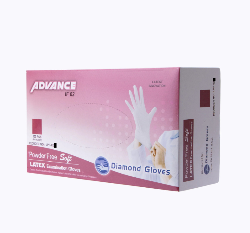 1000 Large Latex Examination Gloves Advance IF62 – Powder-Free, Textured, White