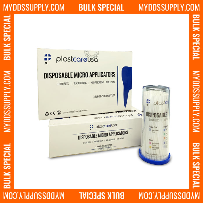 6 x 400 Superfine White Dental Micro Applicator Brushes (4 Tubes of 100) *Bulk Special* - My DDS Supply