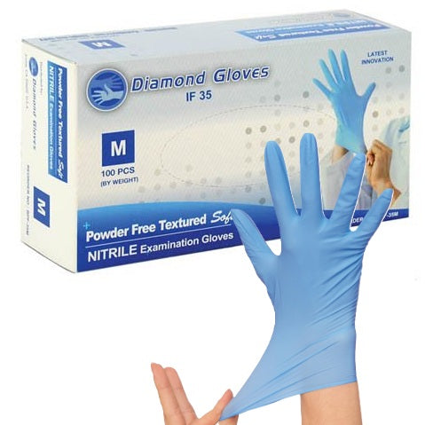 1000 Small Diamond IF35 Blue Nitrile Exam Gloves 3.5 mil (Powder & Latex Free) - My DDS Supply