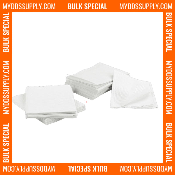 2000 White 3-Ply 13x18 Dental Patient Towel Bibs (4 Case of 5000 by PlastCare USA - My DDS Supply