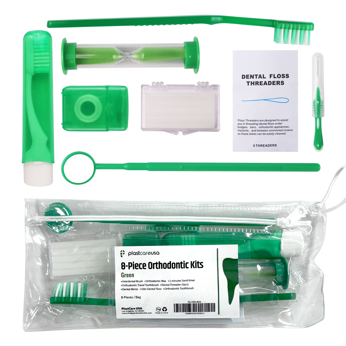 12 Pack of Green Orthodontic 8 Piece Patient Kits