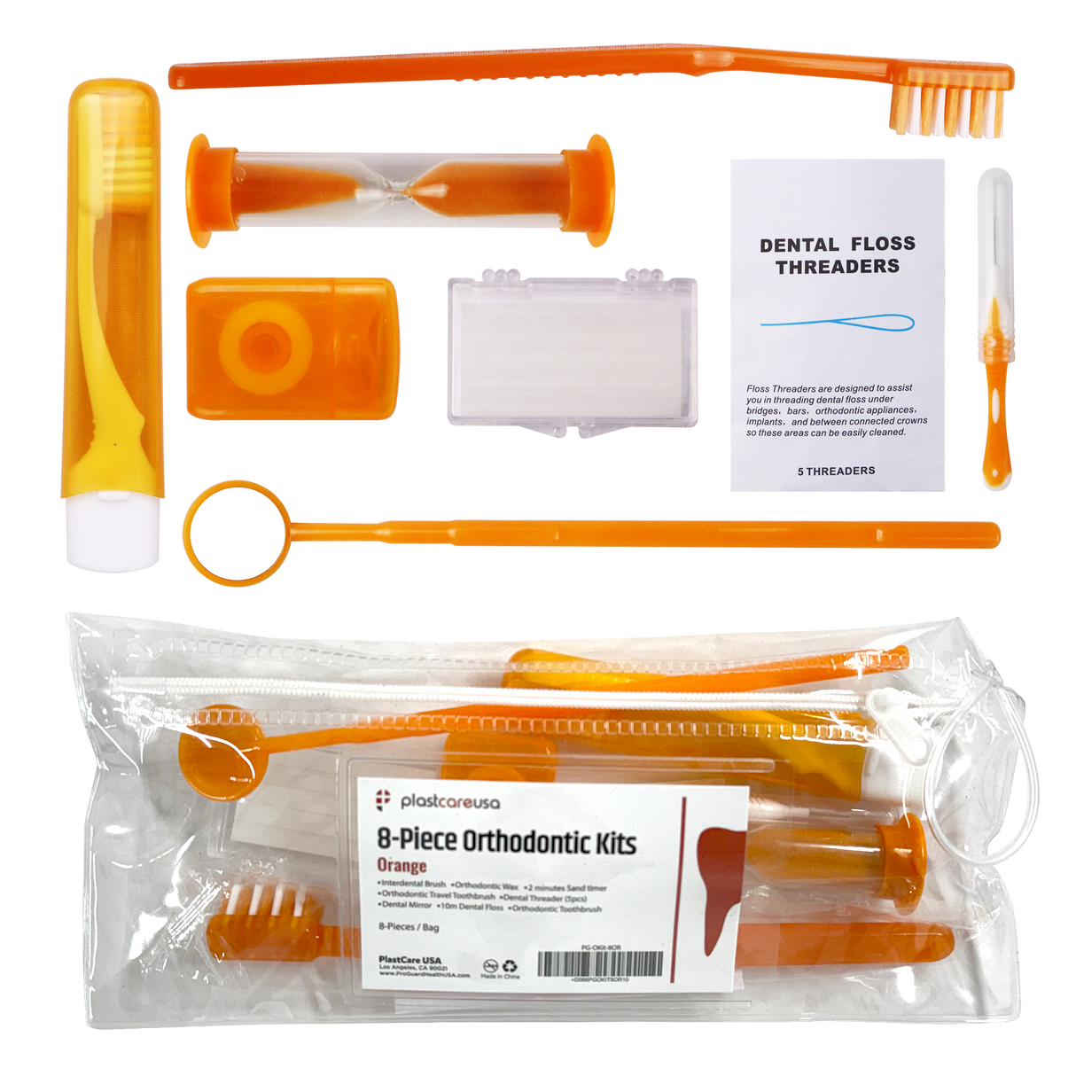 12 Pack of Orange Orthodontic 8 Piece Patient Kits