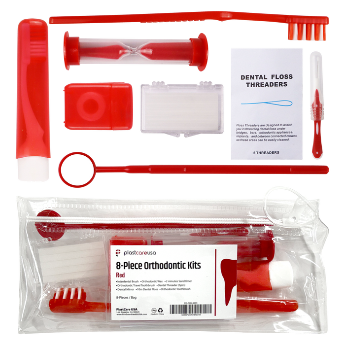 12 Pack of Red Orthodontic 8 Piece Patient Kits