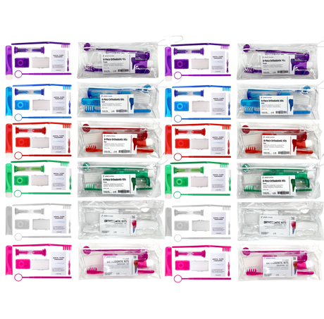 12 Assorted Orthodontic 8-Piece Patient Kits – Pre-Assembled Braces Care Packs in 6 Colors - My DDS Supply