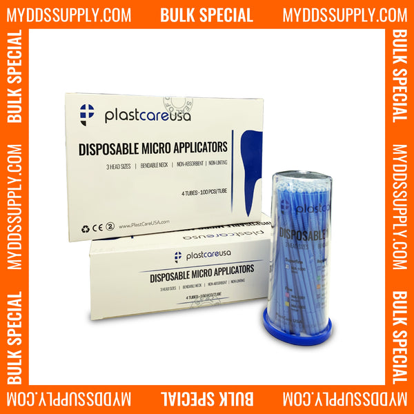 6 x  400 Regular Blue Dental Micro Applicator Brushes (4 Tubes of 100) *Bulk Special* - My DDS Supply
