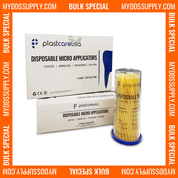 6 x 400 Fine Yellow Dental Micro Applicator Brushes (4 Tubes of 100) *Bulk Special* - My DDS Supply