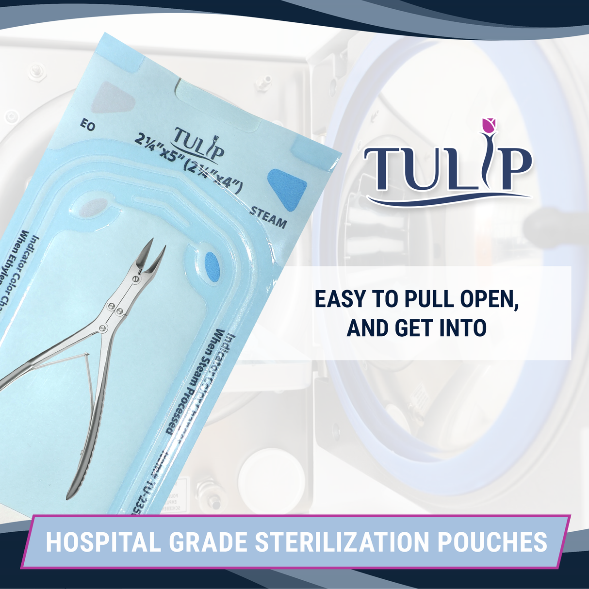 2000 2.25" x 5" Self-Sealing Sterilization Pouches by TULIP