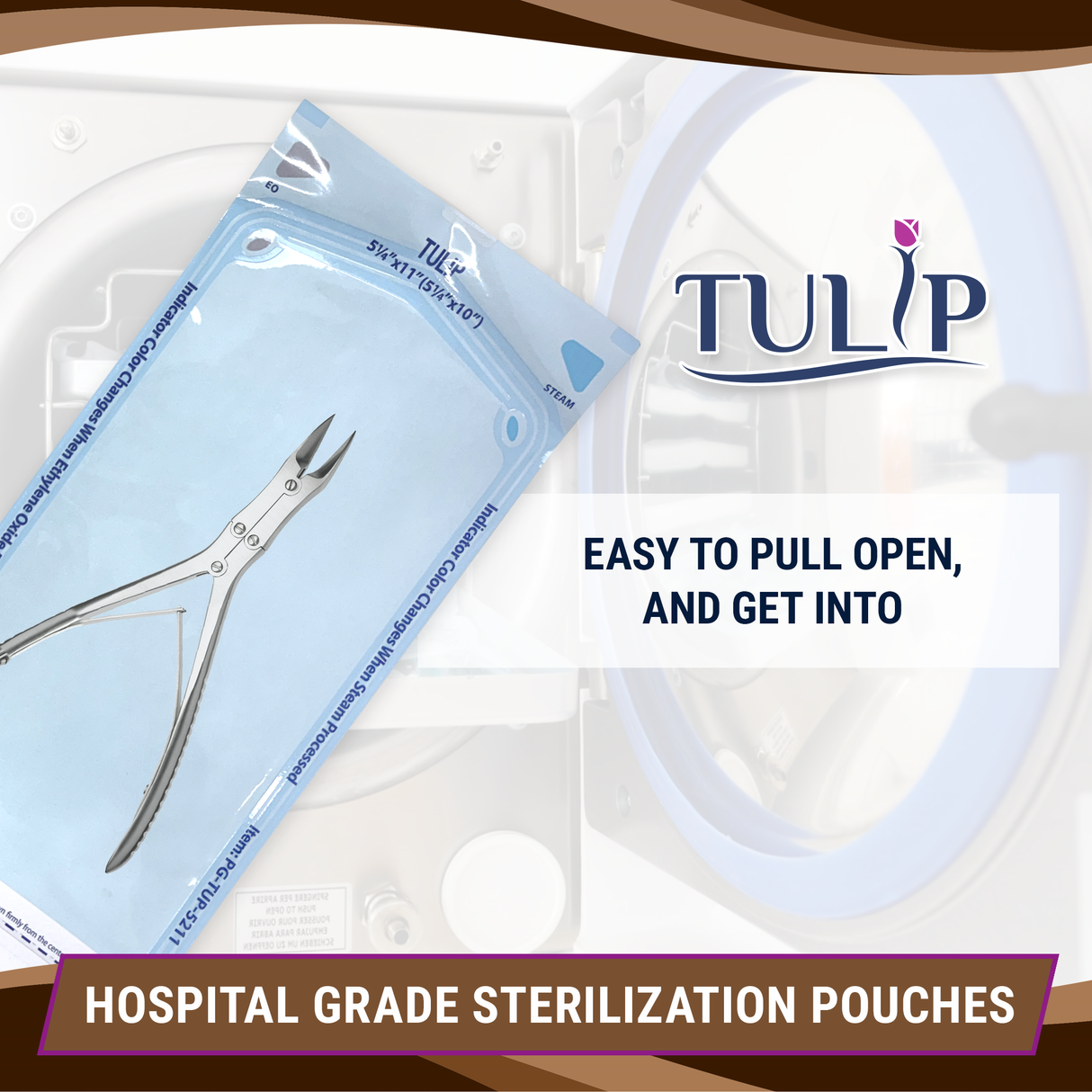 2000 5.25" x 10" Self-Sealing Sterilization Pouches by TULIP