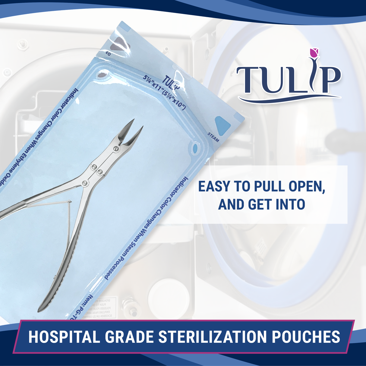 2000 5.25" x 10" Self-Sealing Sterilization Pouches by TULIP