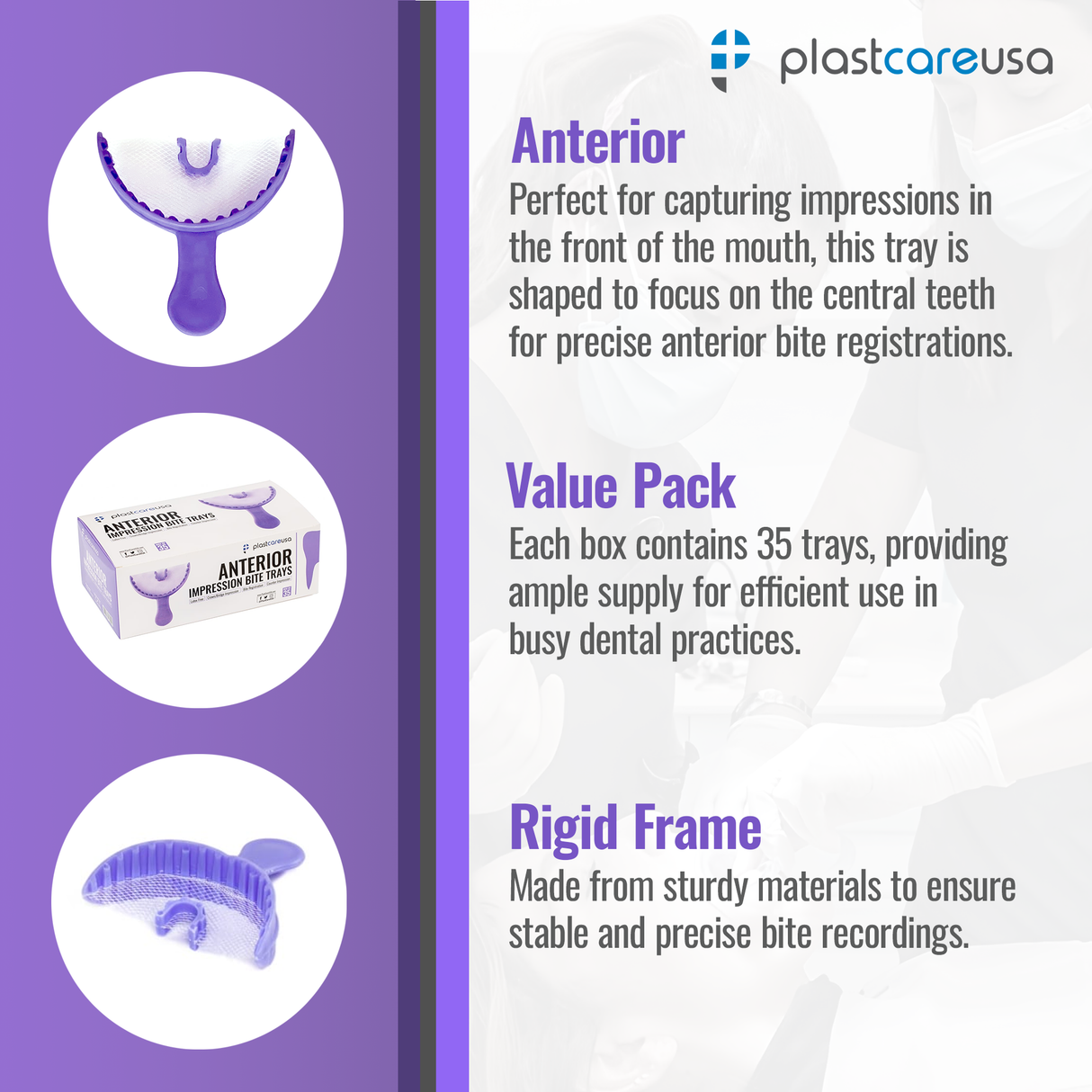 700 x Purple Anterior Bite Registration Impression Trays (20 Boxes)