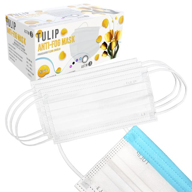 800 White Fluid Shield ASTM Level 3 Masks 4-Layer w/ Anti Fog Strip (20 Boxes of 40)