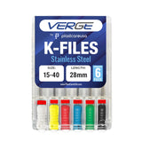 Size 15-40 28mm Assorted Endo K-Files, Endodontic K Files (Stainless Steel)