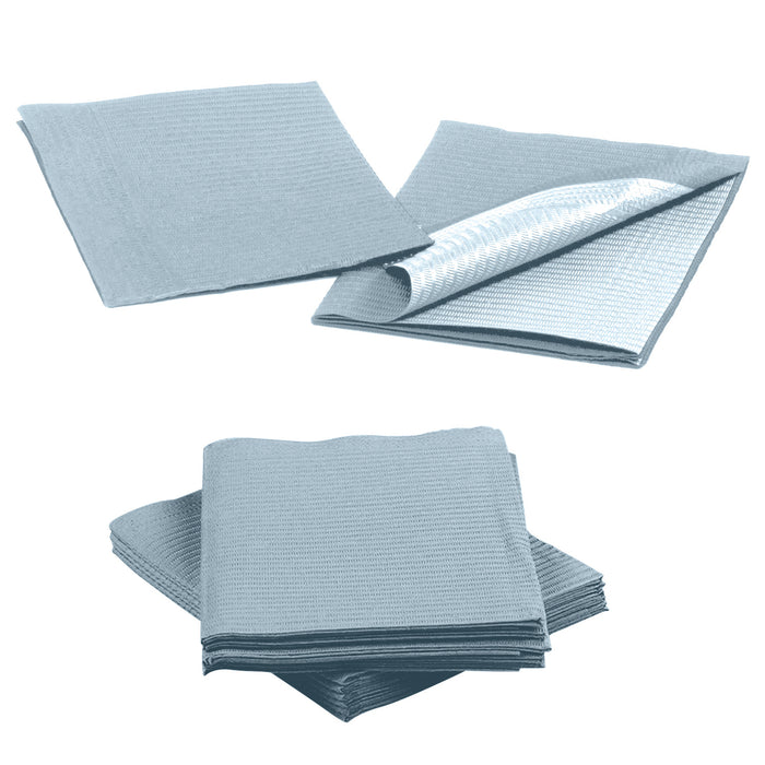 500 Grey 3-Ply Dental Tattoo Patient Towel Bibs (Case of 500) by PlastCare USA