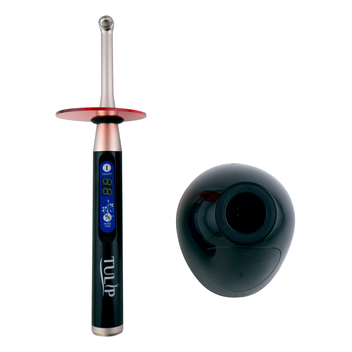 Tulip LED Dental Curing Light – 1 Second, 1000 - 2400 mW/cm², Stainless Steel (Black)