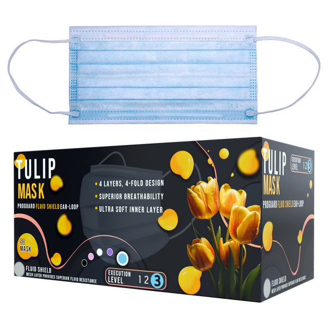 Box of 50 blue TULIP 4-ply masks