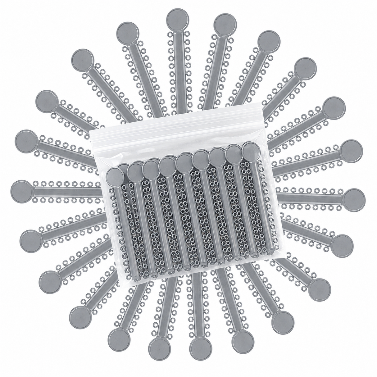 1040 Grey Dental Ligature Rubber Ties Bands Braces Orthodontic Elastic, 1 Bag