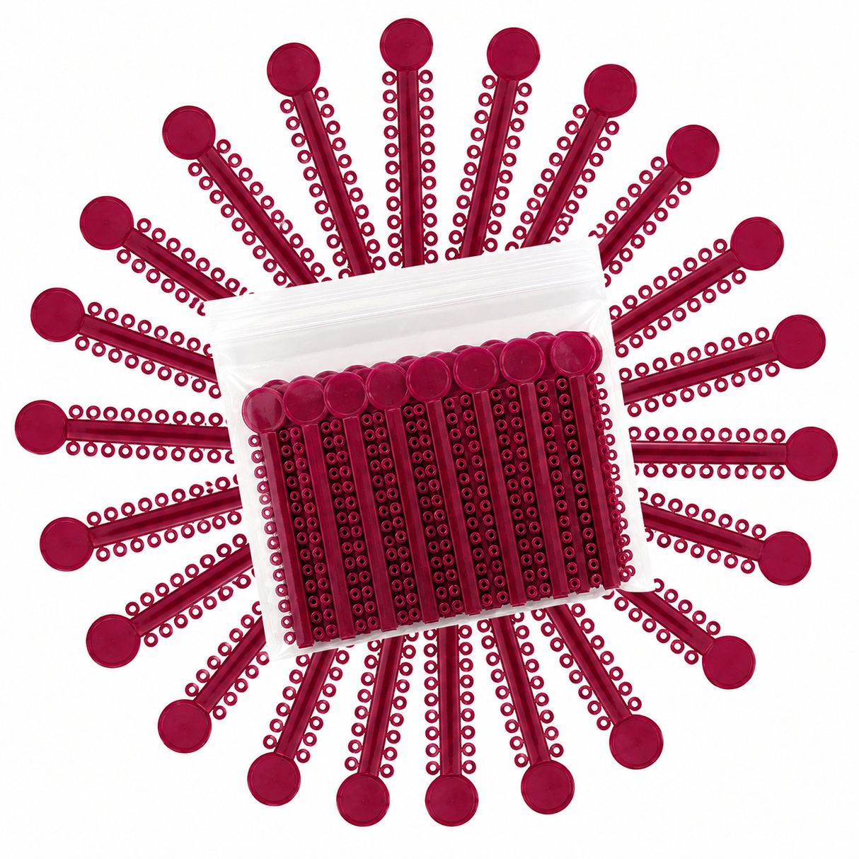 1040 Red Dental Ligature Rubber Ties Bands Braces Orthodontic Elastic, 1 Bag