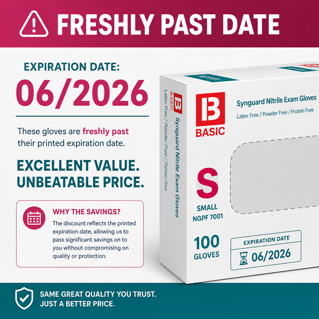 1000 Small Blue Nitrile Exam Gloves, 3.5 Mil, Powder-Free, Latex-Free *PAST DATE 06/2026*