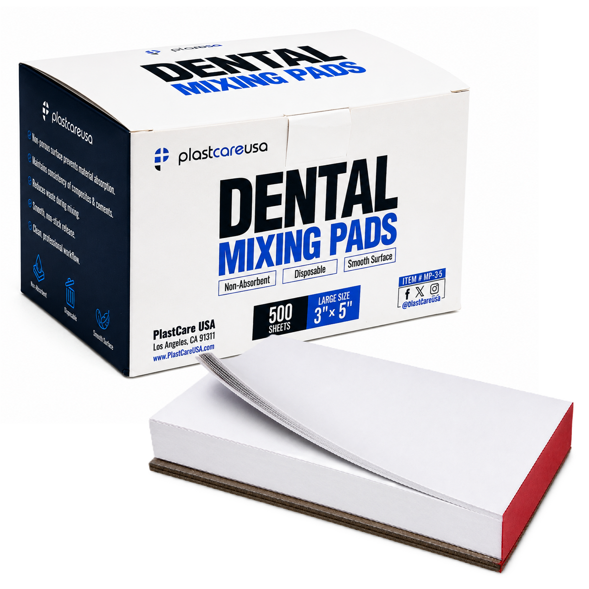 Dental Mixing Pads 3" x 5" – 500 Disposable Non-Absorbent Mixing Sheets for Cement & Composite | PlastCare USA