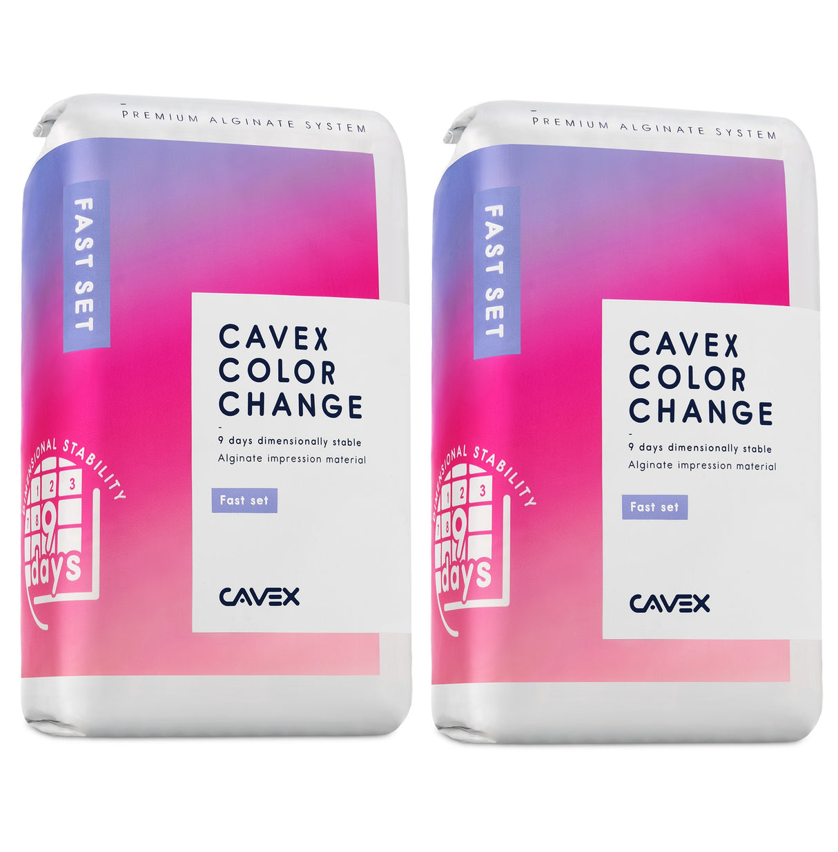 Cavex ColorChange Fast‑Set Alginate 500 g – Dust‑Free, Peppermint, 3‑Stage Color‑Change (Pack of 2)