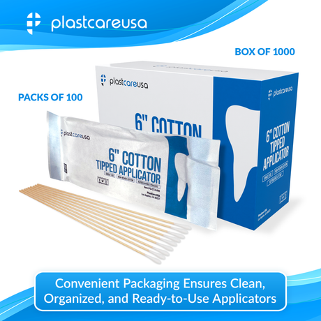 10,000 6" Cotton Tip Applicators by PlastCare USA - (100 Packs of 100) *Bulk Special*