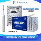 PlastCare USA FG 245 Pear-Shaped Carbide Burs – 100 Pack (10 Packs of 10) for High-Speed Handpieces - My DDS Supply