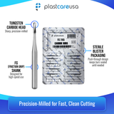 PlastCare USA FG 245 Pear-Shaped Carbide Burs – 100 Pack (10 Packs of 10) for High-Speed Handpieces - My DDS Supply