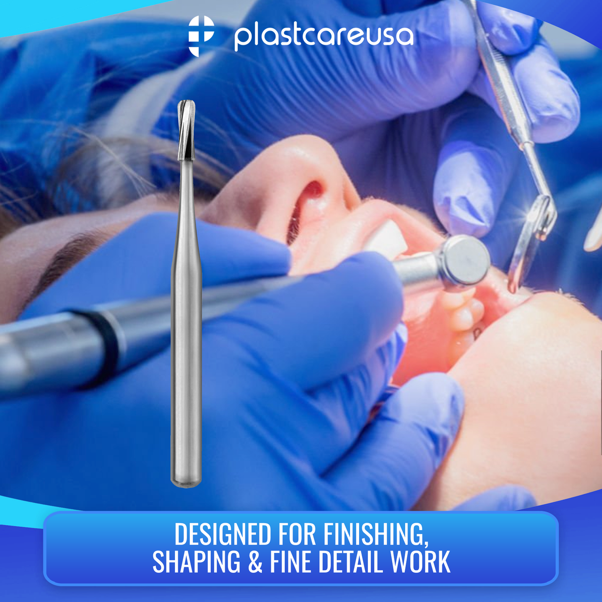 PlastCare USA FG 245 Pear-Shaped Carbide Burs – 100 Pack (10 Packs of 10) for High-Speed Handpieces - My DDS Supply