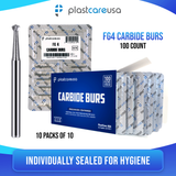 PlastCare USA FG 4 Round Clinical Length Carbide Burs - 100 Pack (10 Packs of 10) for High-Speed Handpieces