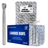 PlastCare USA FG 8 Round Clinical Length Carbide Burs - 100 Pack (10 Packs of 10) for High-Speed Handpieces