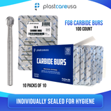 PlastCare USA FG 8 Round Clinical Length Carbide Burs - 100 Pack (10 Packs of 10) for High-Speed Handpieces