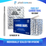 PlastCare USA 557 Surgical FG Straight Fissure Cross-Cut Carbide Burs – 100 Pack (10 Packs of 10) for High-Speed Handpieces - My DDS Supply