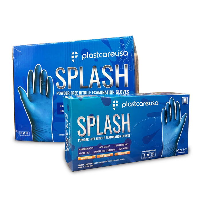 1000 LARGE Blue Nitrile Exam Premium Gloves (Powder & Latex Free), PlastCare USA Splash - My DDS Supply
