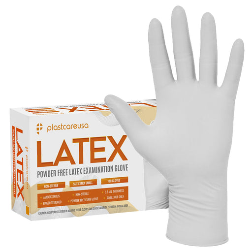 1000 Extra Small XS PlastCare USA White Latex Gloves (10 Boxes) - My DDS Supply