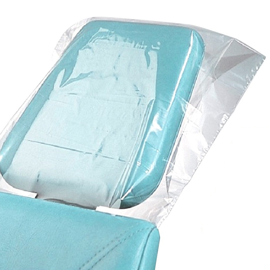 10" x 11" Plastic Dental Headrest Covers - Disposable Sleeves (250/Box) by PlastCare USA