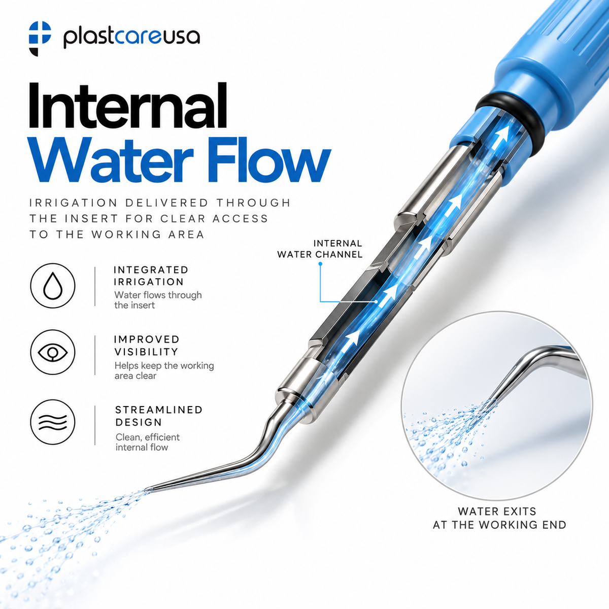 DF100 30K Slim Ultrasonic Scaler Insert with Internal Water Flow
