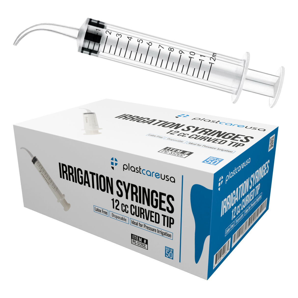 50 Curved Tip 12cc Monoject 412 Style Dental Oral Irrigation Utility Syringes (1 Box)