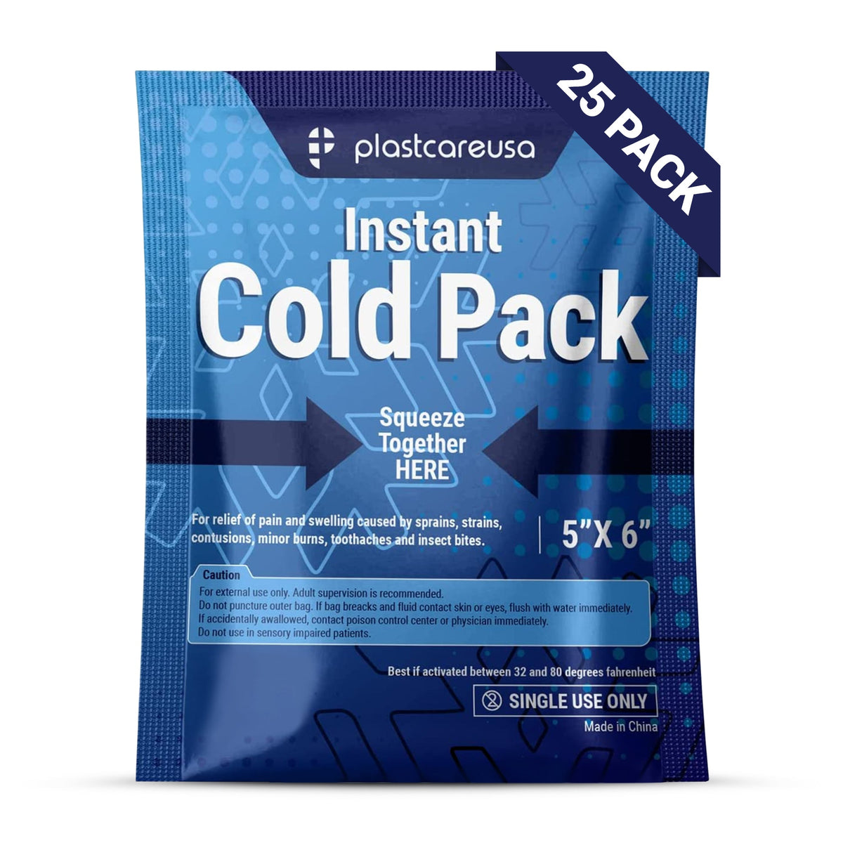 100 Bulk 5" x 6" Instant Cold Packs for Pain Relief, Swelling, Sprains (4 Cases of 25 Disposable Packs)