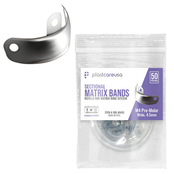 4.5mm M4 Pre Molar Dental Metal Matrices Sectional Matrix Refill Soft Band (50 Per Pack)