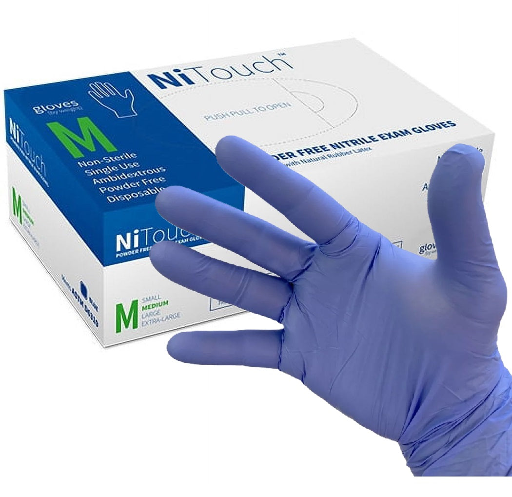 2000 Small Nitouch Blue Nitrile 2.8 mil Powder Free Examination Gloves (10 Boxes of 200)