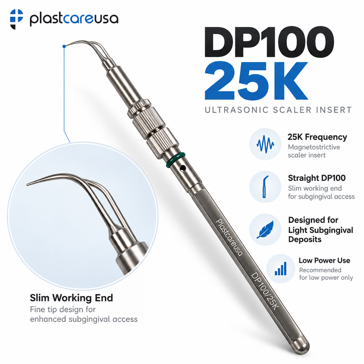 DP100 25K Ultrasonic Scaler Insert – Slim Working End