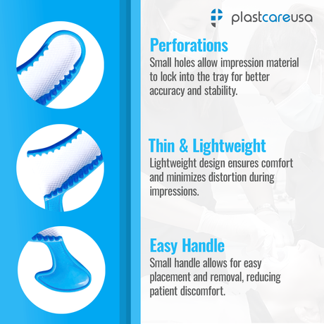 1000 x Posterior Blue Bite Registration Impression Trays (20 Boxes) by PlastCare USA - My DDS Supply