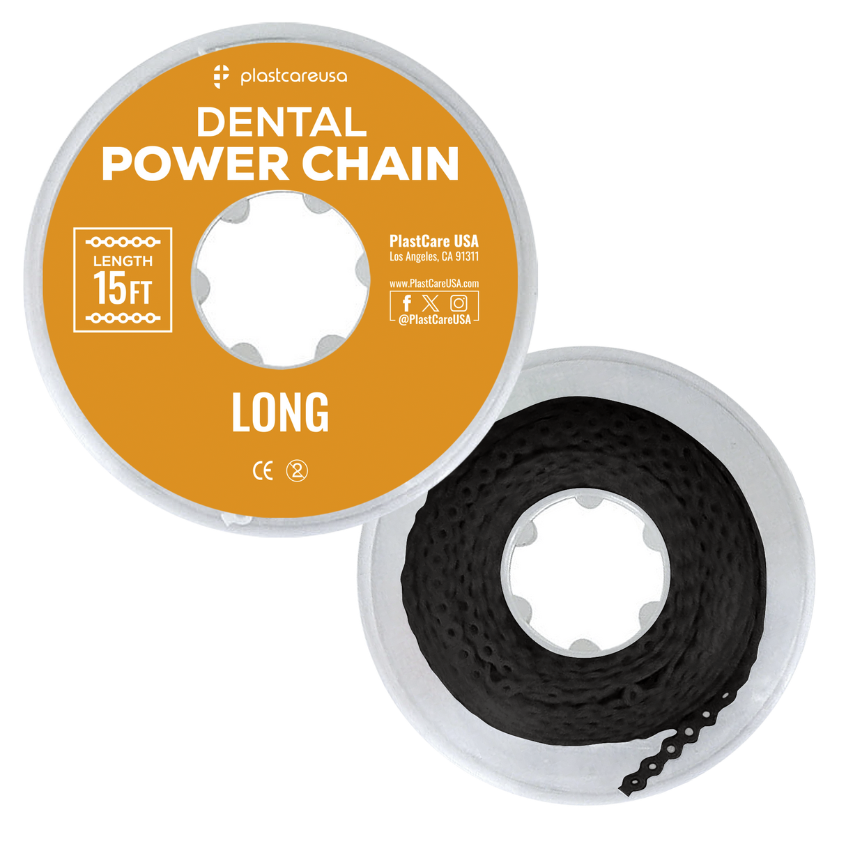Black Dental Power Chain (Long) – 15 ft Orthodontic Elastic Chain for Braces