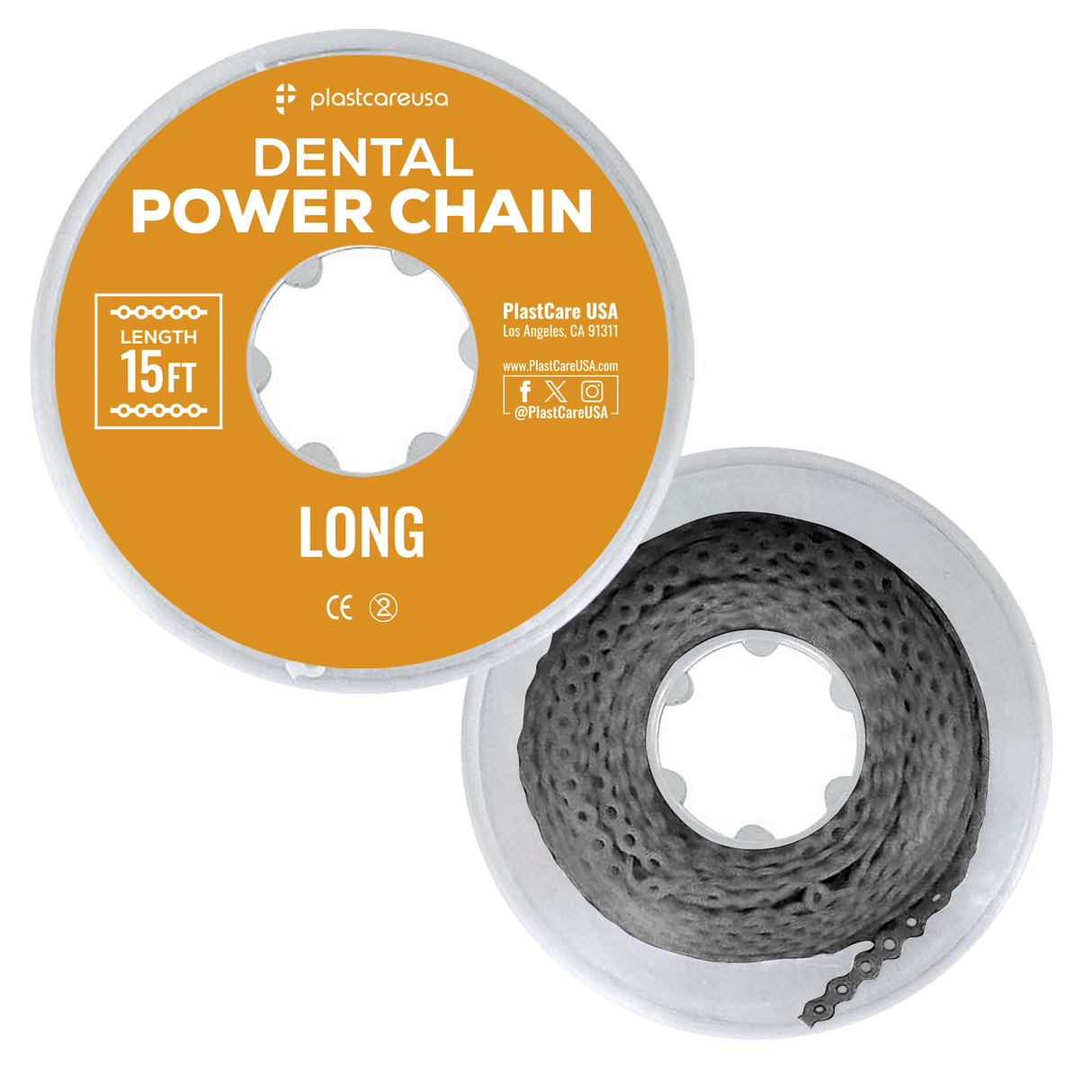 Gray Dental Power Chain (Long) – 15 ft Orthodontic Elastic Chain for Braces