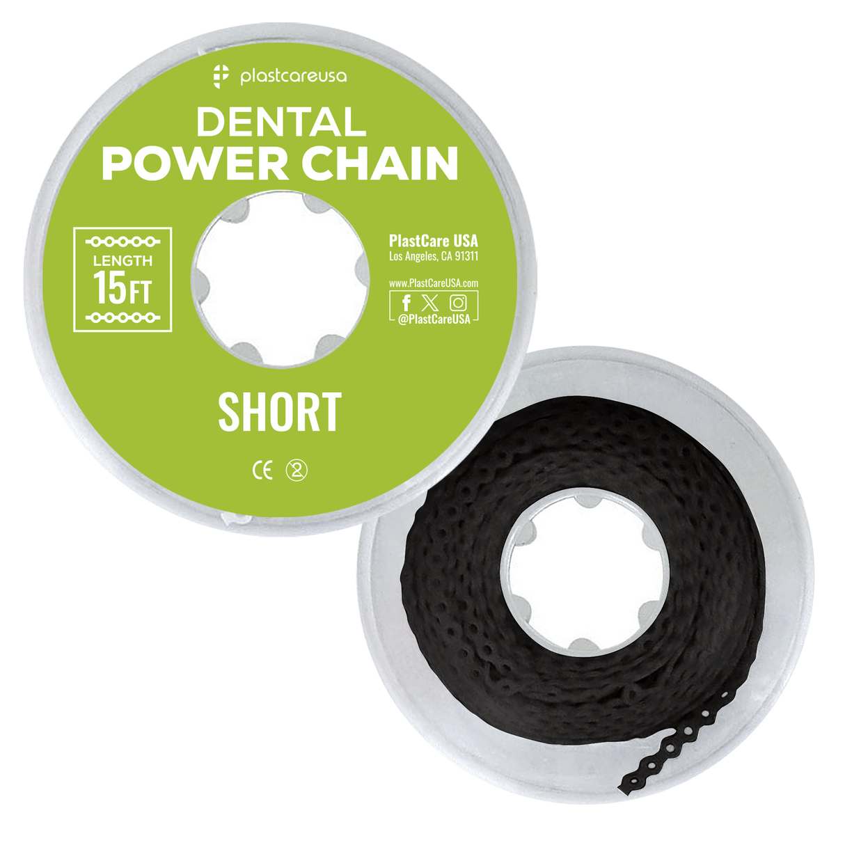 Black Dental Power Chain (Short) – 15 ft Orthodontic Elastic Chain for Braces