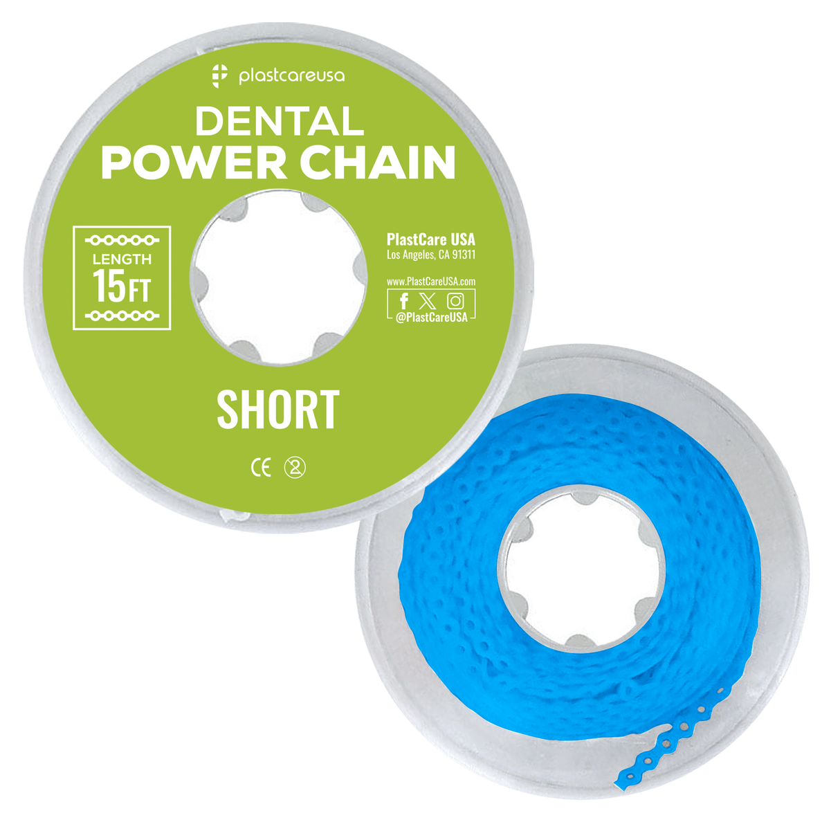 Blue Dental Power Chain (Short) – 15 ft Orthodontic Elastic Chain for Braces