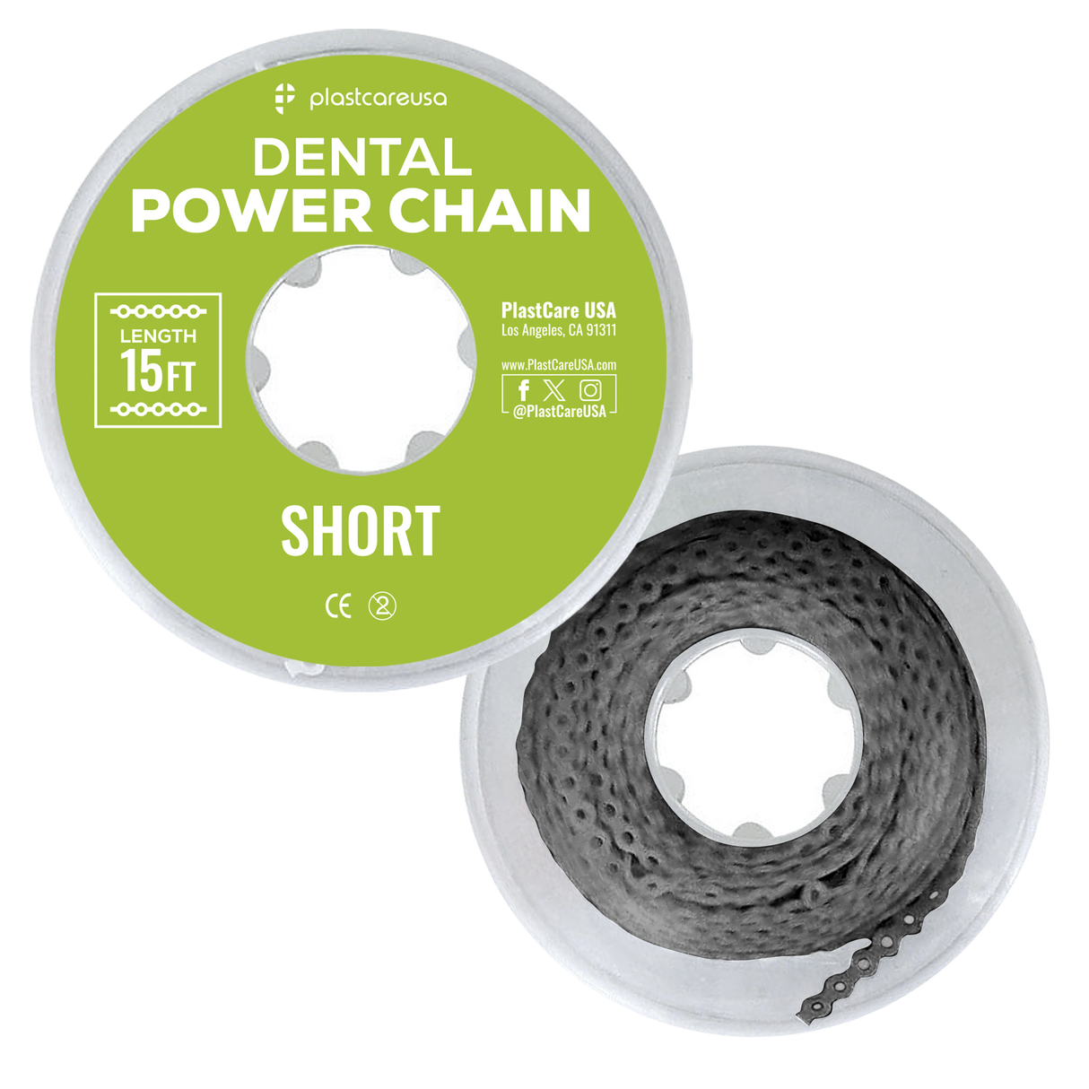 Gray Dental Power Chain (Short) – 15 ft Orthodontic Elastic Chain for Braces